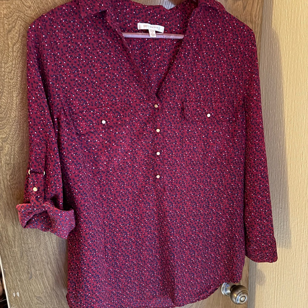 Skies Are Blue Maroon Button-Down Shirt